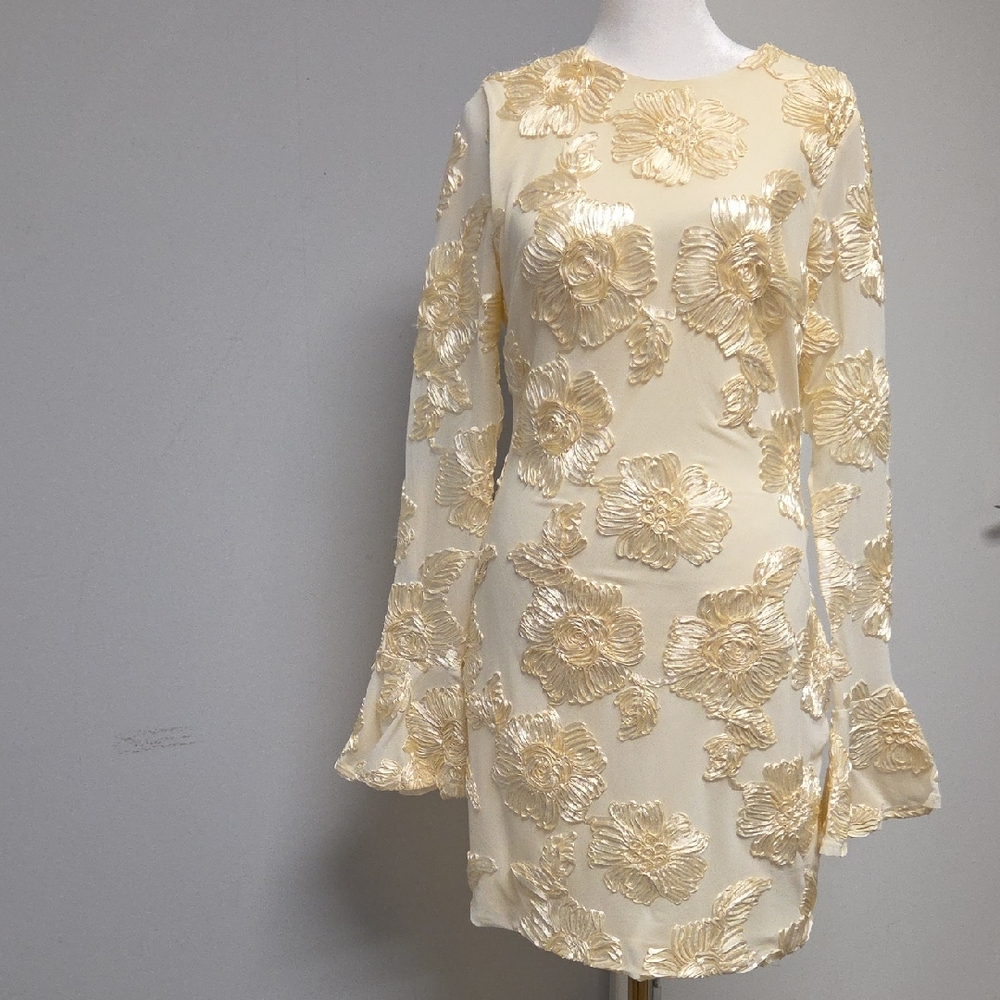 G/FORE Gold Floral Long Sleeve Dress